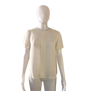 C. Wonder White/Ivory Silk Short-Sleeve Blouse (Size 4)